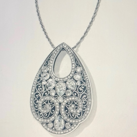 Brighton Silver Tone Mumtaz Crystal Teardrop Pendant Necklace.NWT